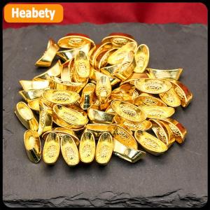 【2-3 days delivery】 10pcs Ingot Gold Chinese Yuan Bao Wealth Golden Statue Ingots Decor Ornament Decorative Year New Bar Lucky Money Prosperity
