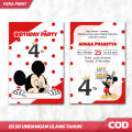 (ISI 50 PCS) UNDANGAN ULANG TAHUN TEMA MIKEY MOUSE / UNDANGAN ULTAH CUSTOM. 