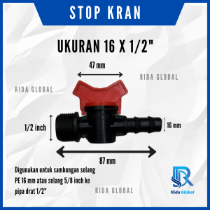 STOP VALVE 16mm 1/2 inc Selang PE 16mm
