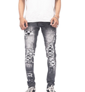 Denimitup - Celana Jeans H1 Checkered - Shadow Grey