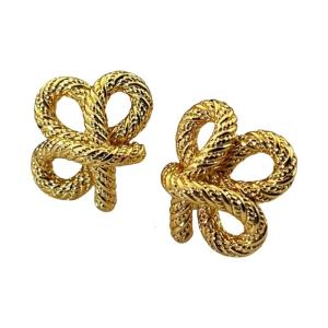 Fashionable Gold/Silver Knotted Studs Earrings for Parties and Meetings Trendy and Elegant Women Earwear