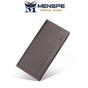 MENSPE กระเป๋าสตางค์ทรงยาวสำหรับผู้ชายกระเป๋าสตางค์หนัง PU ยาวทรงยาวกระเป๋าสตางค์หนังนิ่มสำหรับกระเป๋าสตางค์ธุรกิจกระเป๋าเดินทางผู้ที่ใส่บัตรใส่บัตรประชาชน Pouch Koin