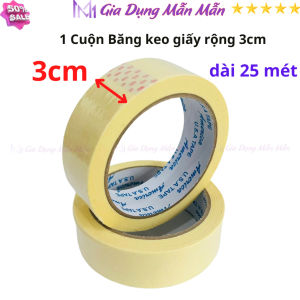 SKU122 - 2 Cuộn băng keo giấy rộng 3cm dài 25 mét lõi giấy 3mm - Gia Dụng Mẫn Mẫn