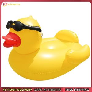Winnereco PVC Sunglasses Duck Floating Bed Large Capacity Cute Water Hammock Wear Resist Inflatable Yellow Duck Seat for Beaches Lakes Water Sports