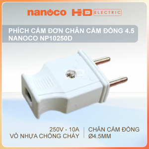 Phích cắm đơn chân cắm đồng vỏ nhựa chống cháy chính hãng