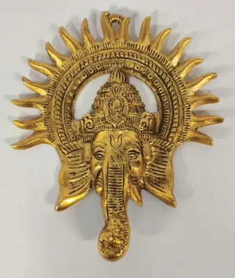 Traditional Metal Ganesha Ji Wall Hanging | Ganpati Wall Decor Showpiece for Home Office Pooja Room & Festive Decoration (Pack of 1 | Size - 23 cm)