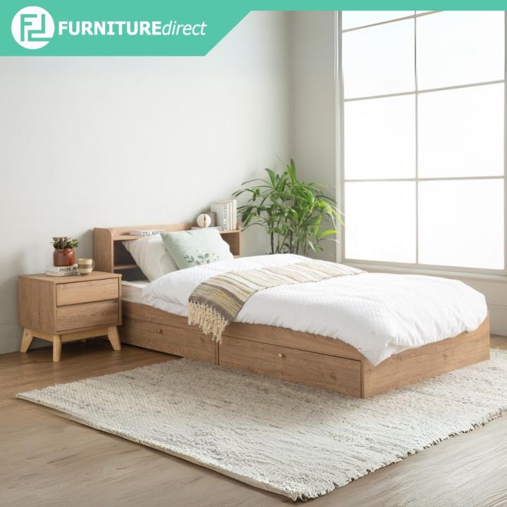 Furniture Direct HIRANO 2 Drawers Storage Super Single Bed Katil Single ...