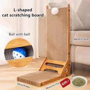 L-Shaped Cat Scratching Post Collapsible Scratch Pad For Cat Vertical Scratchable Cat Scratcher Toys