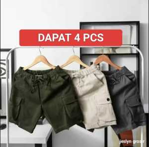 promo hemat celana boardshot cargo pendek pria terlaris 4 pcs cuma 100 ribu