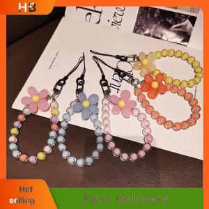 HB 1pc Macaron-Colored Crystal Bead String Fashion Mobile Phone Lanyard Ins Style Handmade Beaded Anti-Lost Mobile Phone Chain