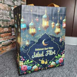 IVLOVE - Goodie Box Idul Fitri Ukuran 25x20x30cm Tas Parcel Lebaran Laminasi Tapak Persegi Muat Box Nasi Kotak Tas Thr Lebaran Tas Sponbond Santunan Parcel Lebaran