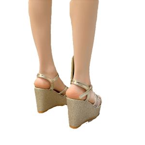 Katerina Fashion Korean Glittering Wedge Sandals For Women Adjustment Strap #K9-9
