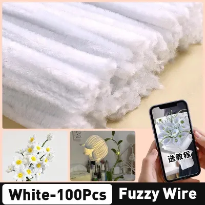 100Pcs Fuzzy Wire Chenille Stems Pipe Cleaner Craft Flower Bouquet DIY Children Handmade Craft Toy