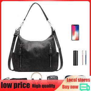 PU Leather Simple Shoulder Bag Large Capacity Stylish Tote Bag Commute Handbag