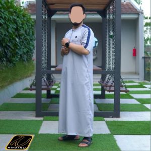 Jubah Pria Lengan Pendek Kerah Oblong Fashionable - Gamis Pria Dewasa Lengan Pendek Zipper Series Premium Razwan