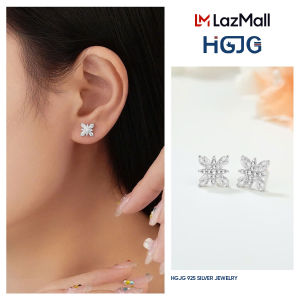 Bông Tai Bạc 925 HGJG Hoa Tuyết Mặt Đính Đá Lấp Lánh Thích Hợp Đi Chơi Đi Tiệc Đeo Hằng Ngày