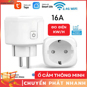 Tuya WiFi 16A Ổ Cắm Thông Minh Theo Dõi Số Điện Smart Home Điều khiển Giọng Nói Từ Xa Hẹn Giờ