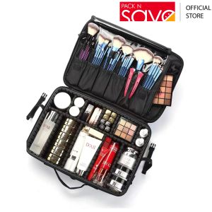 3 Layered Cosmetic Make Up Storage Bag/Travel Makeup Case Portable makeup Brush Bag Cosmetic Organizer Portable  Makeup Pouch Holder Premium Storage Bag High Quality Professional Make Up Storage Bag Organizer