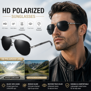 Mens Aviator Polarized Sunglasses Spring Hinges Color Lens Fishing Driving Glasses