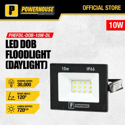 Powerhouse 10W Led DOB Floodlight Weatherproof 6500K White Daylight Bulb Outdoor Light PHEFDL-DOB-10W-DL - PHE