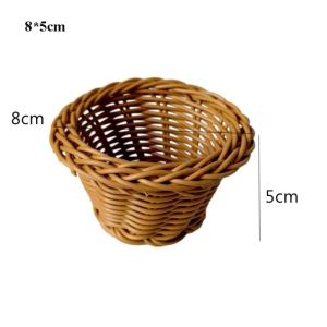 METALIX with Handle Imitation Rattan Handhold 10 Styles Household Weaving Flower Basket  Handwoven Braid Storage Baskets Home Decoration /Restaurant Serving Tabletop Display