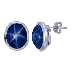 ต่างหูไพลินสตาร์ เงินแท้ 92.5 % ชุบโรเดียม Earing star sapphire silver 92.5 % Rhodium plating/
