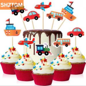 [COD] SHZTGM 10ชิ้นการ์ตูนรถขนส่งคัพเค้กเลือกอาหารสำหรับเด็กวันเกิดของบุคคลที่ชื่นชอบ