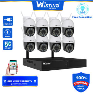 Wistino 8CH FHD 6MP Audio Wireless PTZ CCTV Camera for House Outdoor Colorful Night Vision Security WIFI IP Camera Motion Detection Face Recognition CCTV Camera Full Set