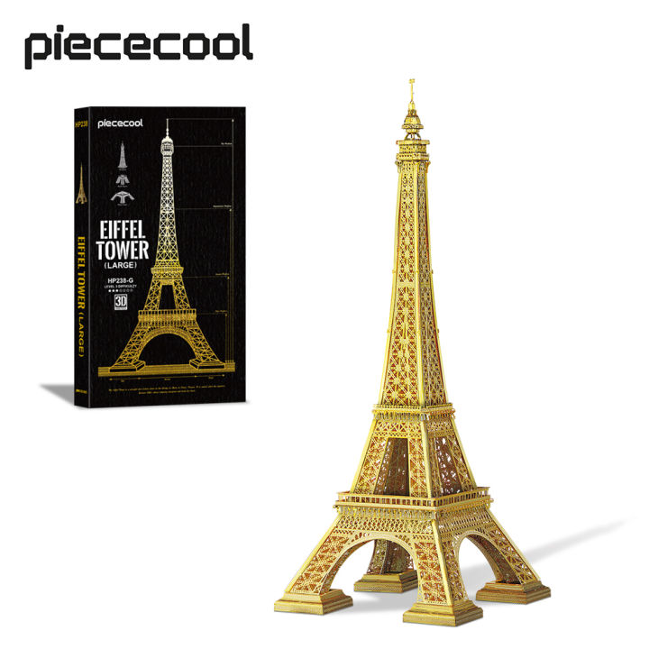 Piececool 3D Metal Puzzles Golden Eiffel Tower Model Building Blocks Sets DIY Assembly Model Kits Gift for Kids