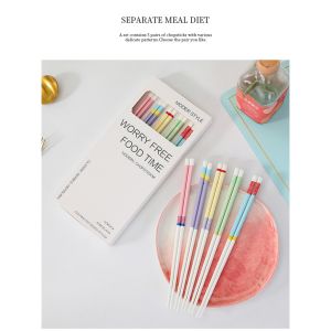 Macaron contrasting color ceramic chopsticks – household anti-mold high-temperature resistant fresh