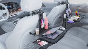 Car Backseat Desk Expandable Laptop Dining Table with Non-Slip Pad Device Holder for Work Universal Car Interior Accessories