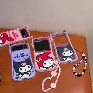 2025 New For Samsung Galaxy Z Flip 7 Z Flip 6 Z Flip 5 Z Flip 4 Z Flip 3 case Folding Phone Case Cute and funny cartoon My Melody TPU Cat ears shape silicone soft case Anti-drop