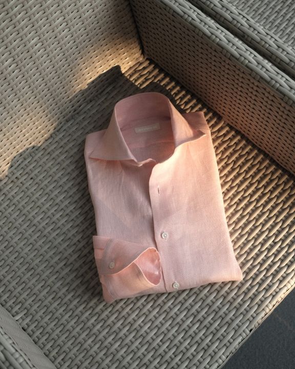 Kendo Pink Stripe Linen Collared Shirt