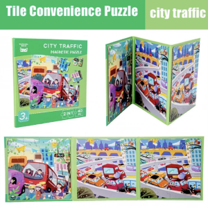 Wooden Magnetic Puzzle Folding Jigsaw Book Portable Children Early Learning Developing intelligence Educational Toys