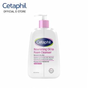 Cetaphil Nourishing Oil to Foam Cleanser 237ml With Flaxseed Oil & PENTAVITIN 24 Hours Hydrating Remove Dirt Excess Oil Makeup Residue-Free Cleanser For Normal to Dry Sensitive Skin