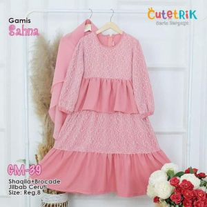 Gamis Brocade Sahna Anak Cutetrik GM 39 Gamis Muslim Brukat Anak Baju Muslim Anak Cewe
