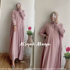 Abaya aisyah jumbo polosan bahan premium rayon twill