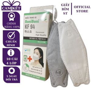 Khẩu trang 4 lớp 3D KF94 con cá Hàn Quốc chống bụi mịn và kháng khuẩn 10 cái/hộp màu trắng màu xám