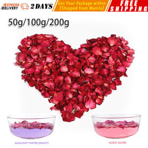 50/100/200G DIY Dried Rose Flower Petal Wedding Party Pure Natural Plant Home Decoration Beauty Bathing Soaking Fee Bathing Supply Romantic Natural Dried Rose Petals Bath Milk Bath Dry Flower Petal Spa Whitening Shower Bath Products Bath Bomb