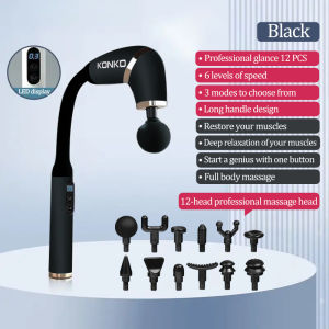 KONKO Smart Massage Guns with 12 heads Electric Massager Massage Hammer Curved Hook Electric Fascia Guns Home Handheld Hammer Back Artifact for Muscle Relief Deep Tissue