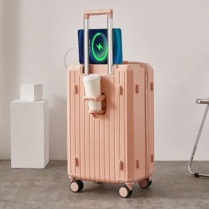 Womens largecapacity suitcase multifunctional mute universal wheel solid color travel suitcase