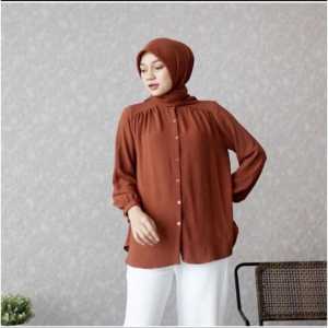 ATASAN WANITA CRINKLE AIRFLOW / VAIA BLOUSE REMAJA KOREAN STYLE AKSEN KANCING