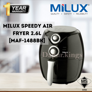 MILUX Speedy Air Fryer 2.6L With High Speed Hot Air Cycling Technology (MAF-1488BK) / Air Fryer Penggoreng Udara 快速空气炸锅