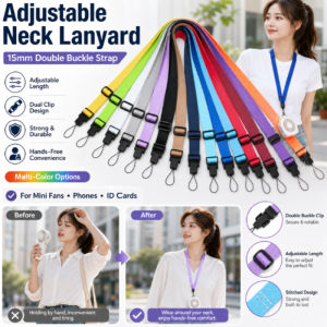 Adjustable 15mm Airplane Buckle Neck Strap Double Head Lanyard For Small Fan Portable Accessories