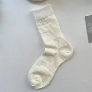 ถุงเท้าข้อสั้นระบายอากาศถุงเท้ายาวลายดอกไม้มีรูครีมสไตล์เกาหลีสำหรับถุงเท้าวางซ้อนกันได้3/5คู่สำหรับฤดูใบไม้ผลิและฤดูร้อน