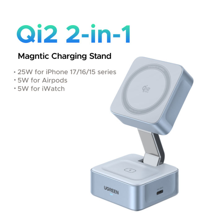 UGREEN%202-IN-1%20Qi2.2%2025W%20MagFlow%20Magsafe%20Wireless%20Charger%20for%20iPhone%2017%2016%20Pro%20Max%20iPhone%2017%2016%20Air%20AirPods%20Pro/Max%20Xiaomi%20Samsung%20S26%20S25%20Ultra%20Samsung%20Earphone%20Huawei%20Qi2.2%20Version%20-%20Image%209