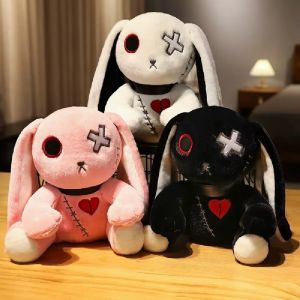 DJRGS Spooky Gothic Bunny Plush Toy Dark Series Gothic Rabbit Plush Doll Plush Rabbit Toy Cute Stuffed Animal Doll Halloween