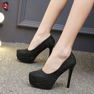 Katerina Fashion Plain Glittering High Heels For Women #A-8898
