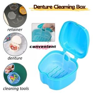 Life Store Denture Cleaning Box Case False Teeth Storage Box Cleaning Retainer Box Partitioned Tooth Tray