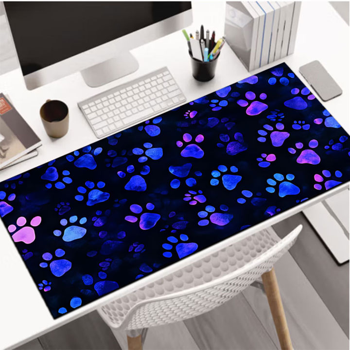 Puppy Paw Prints Flowers Large Mouse Pad computer mat Desk Mat keyboard ...